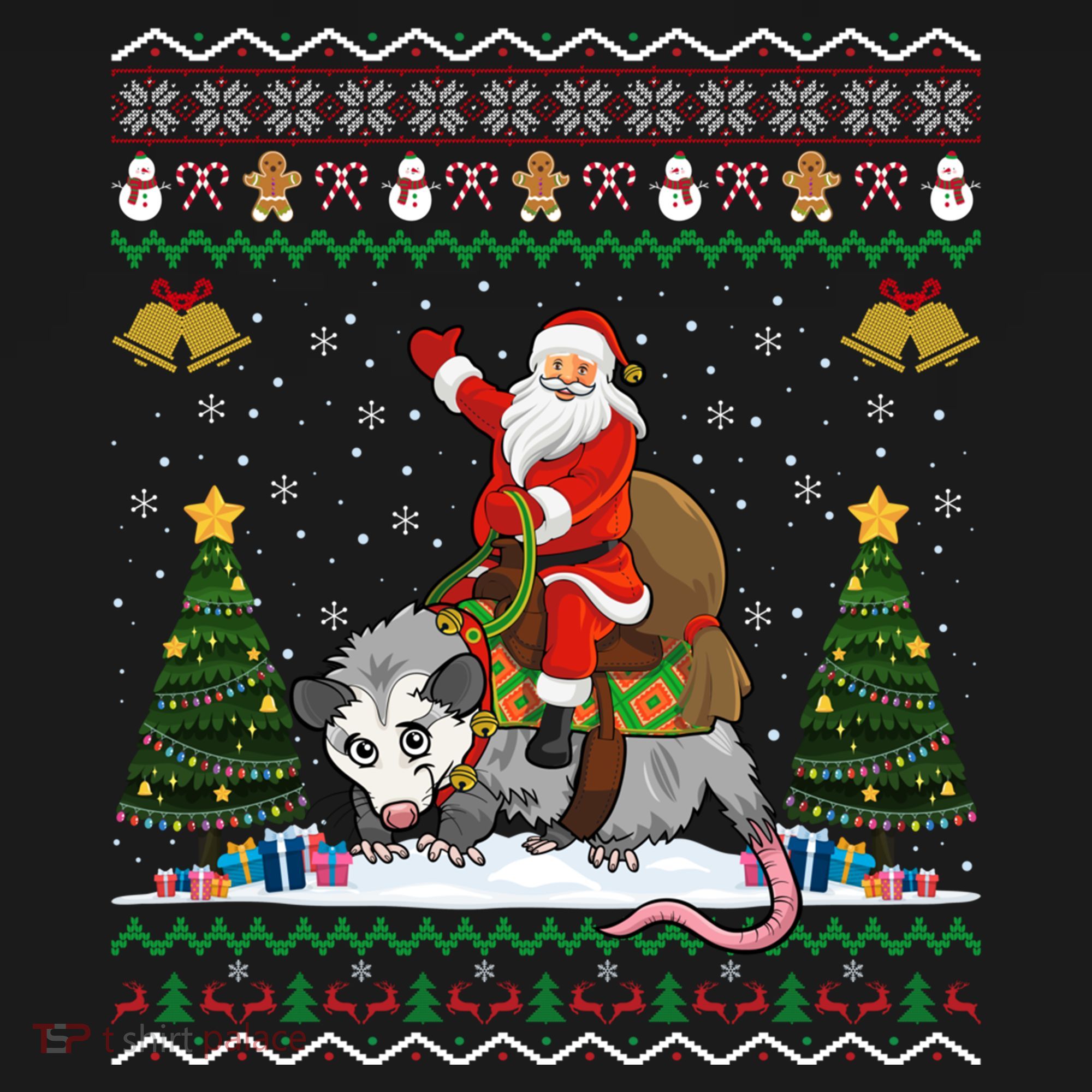 Opossum Ugly Xmas Gift Santa Riding Opossum Christmas Gift Doggie Tank
