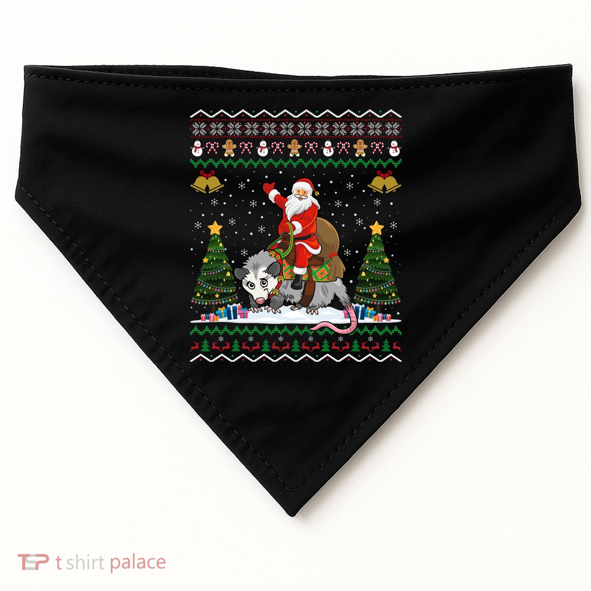 Opossum Ugly Xmas Gift Santa Riding Opossum Christmas Gift USA-Made Doggie Bandana