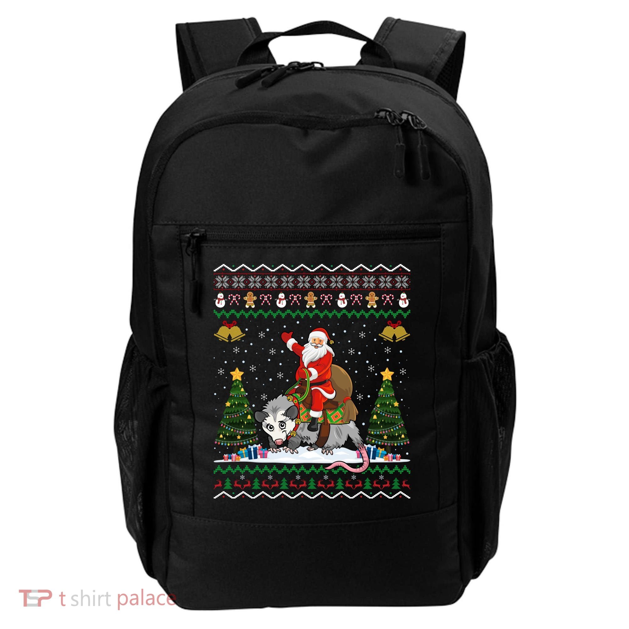 Opossum Ugly Xmas Gift Santa Riding Opossum Christmas Gift Backpack
