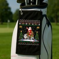 Opossum Ugly Xmas Gift Santa Riding Opossum Christmas Gift Golf Towel thumb 2