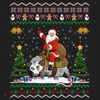 Opossum Ugly Xmas Gift Santa Riding Opossum Christmas Gift Golf Towel thumb 3