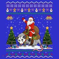 Opossum Ugly Xmas Gift Santa Riding Opossum Christmas Gift Hoodie thumb 2