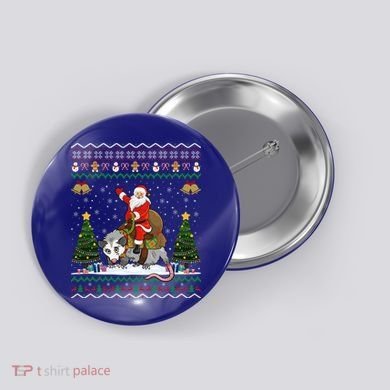 Opossum Ugly Xmas Gift Santa Riding Opossum Christmas Gift Button
