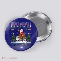 Opossum Ugly Xmas Gift Santa Riding Opossum Christmas Gift Button thumb 0