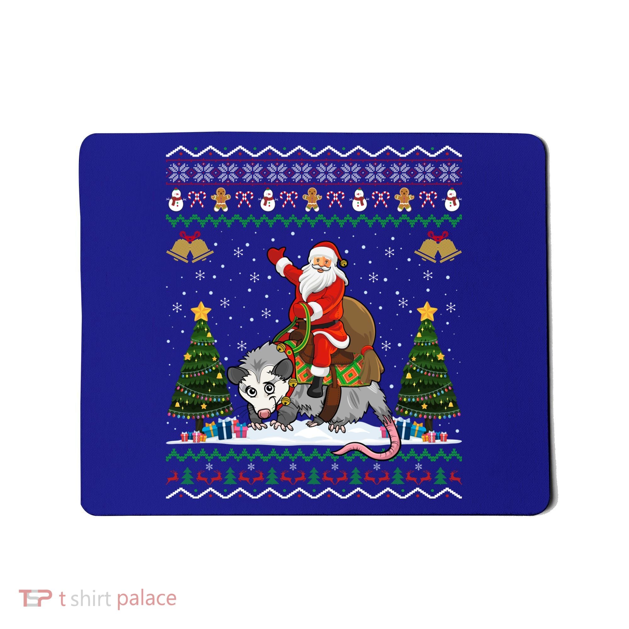 Opossum Ugly Xmas Gift Santa Riding Opossum Christmas Gift Mousepad
