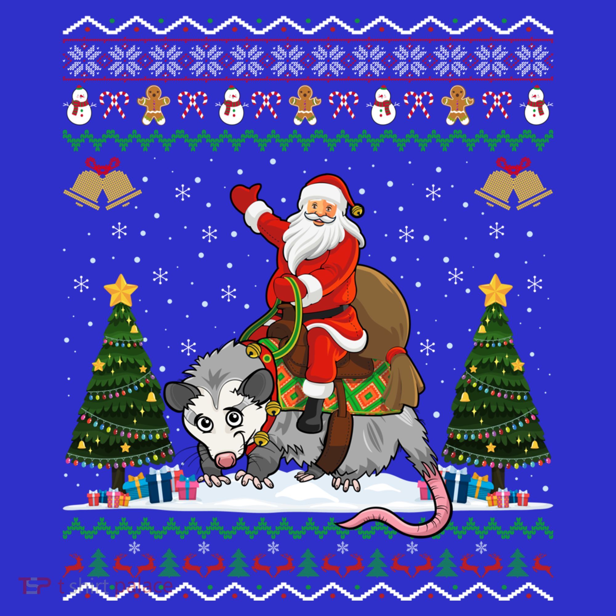 Opossum Ugly Xmas Gift Santa Riding Opossum Christmas Gift Women's Tank Top