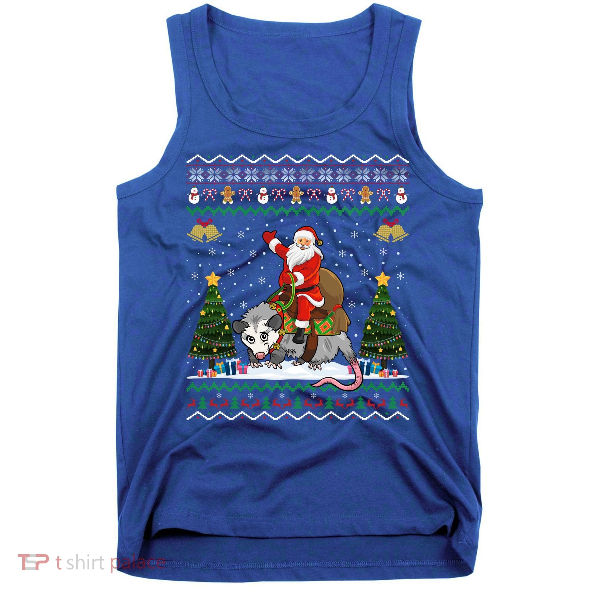 Opossum Ugly Xmas Gift Santa Riding Opossum Christmas Gift Tank Top