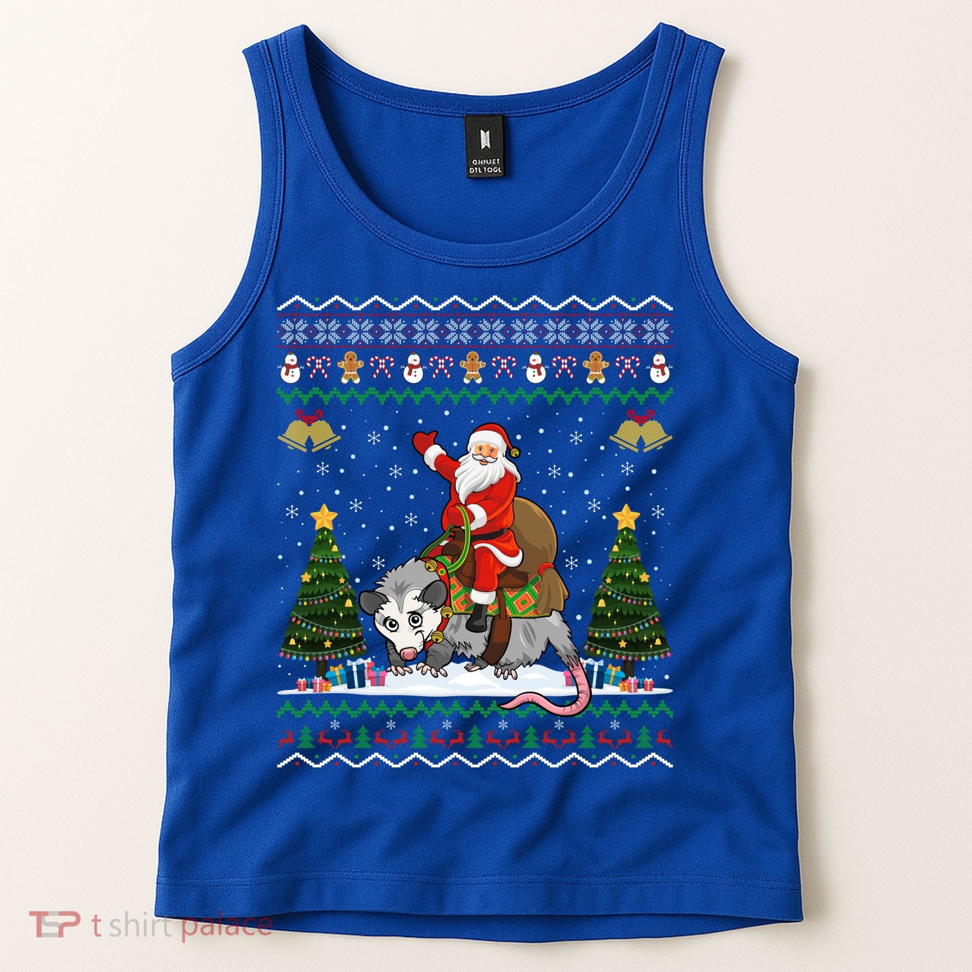 Opossum Ugly Xmas Gift Santa Riding Opossum Christmas Gift Tank Top