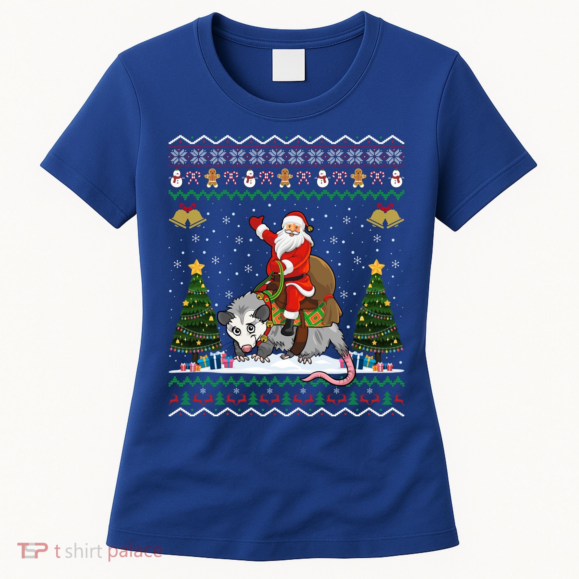 Opossum Ugly Xmas Gift Santa Riding Opossum Christmas Gift Women's T-Shirt