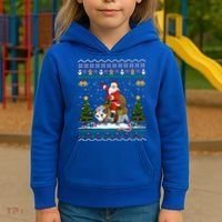 Opossum Ugly Xmas Gift Santa Riding Opossum Christmas Gift Kids Hoodie thumb 3