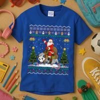 Opossum Ugly Xmas Gift Santa Riding Opossum Christmas Gift Kids T-Shirt thumb 3