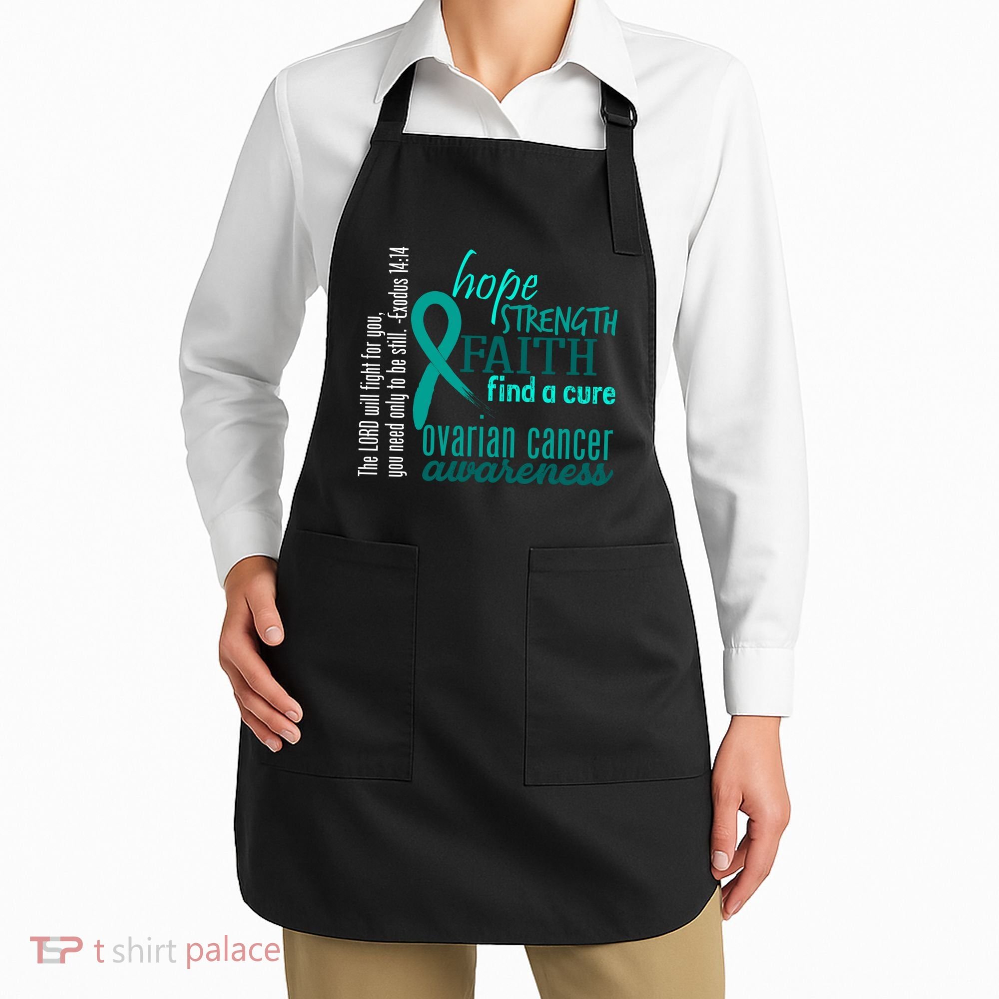 Ovarian Cancer Awareness Hope Faith Love Apron