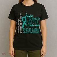 Ovarian Cancer Awareness Hope Faith Love T-Shirt thumb 4