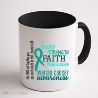 Ovarian Cancer Awareness Hope Faith Love Coffee Mug thumb 1
