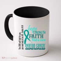 Ovarian Cancer Awareness Hope Faith Love Coffee Mug thumb 0