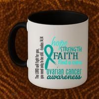 Ovarian Cancer Awareness Hope Faith Love Coffee Mug thumb 2