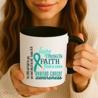 Ovarian Cancer Awareness Hope Faith Love Coffee Mug thumb 3