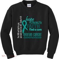 Ovarian Cancer Awareness Hope Faith Love Kids Sweatshirt thumb 0