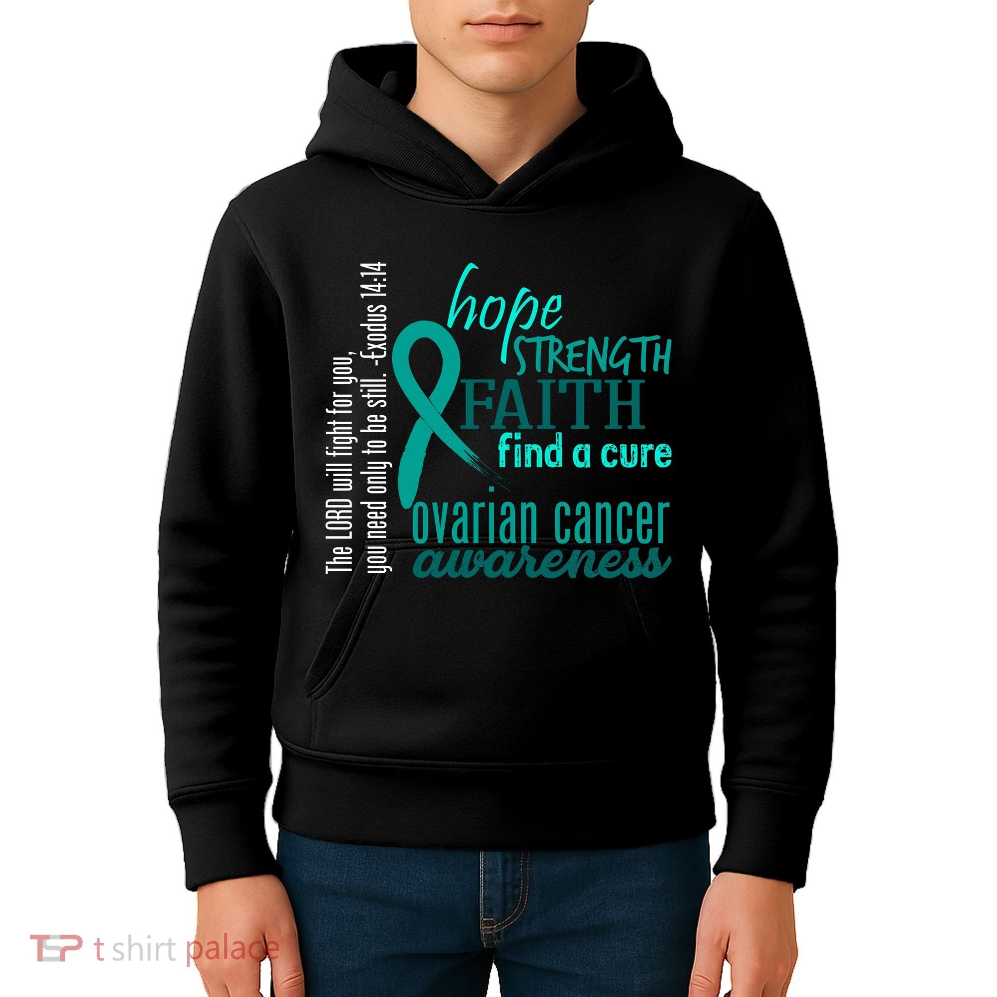 Ovarian Cancer Awareness Hope Faith Love Kids Hoodie