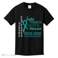 Ovarian Cancer Awareness Hope Faith Love Kids T-Shirt thumb 0