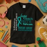 Ovarian Cancer Awareness Hope Faith Love Kids T-Shirt thumb 3