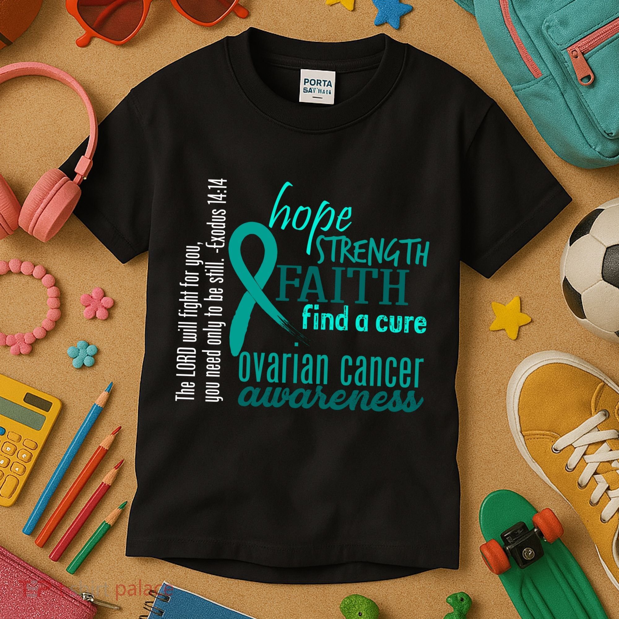 Ovarian Cancer Awareness Hope Faith Love Kids T-Shirt