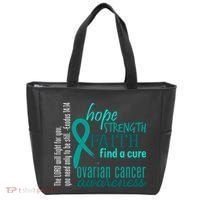 Ovarian Cancer Awareness Hope Faith Love Tote Bag thumb 0