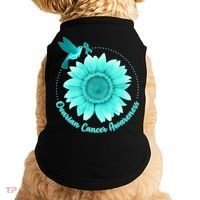 Ovarian Cancer Awareness Teal Hummingbird Sunflower Doggie Tank thumb 0