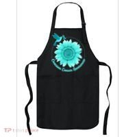 Ovarian Cancer Awareness Teal Hummingbird Sunflower Apron thumb 0