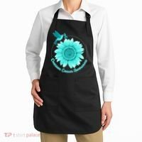 Ovarian Cancer Awareness Teal Hummingbird Sunflower Apron thumb 2