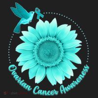 Ovarian Cancer Awareness Teal Hummingbird Sunflower Beanie thumb 2