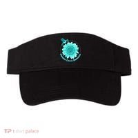 Ovarian Cancer Awareness Teal Hummingbird Sunflower Visor thumb 0
