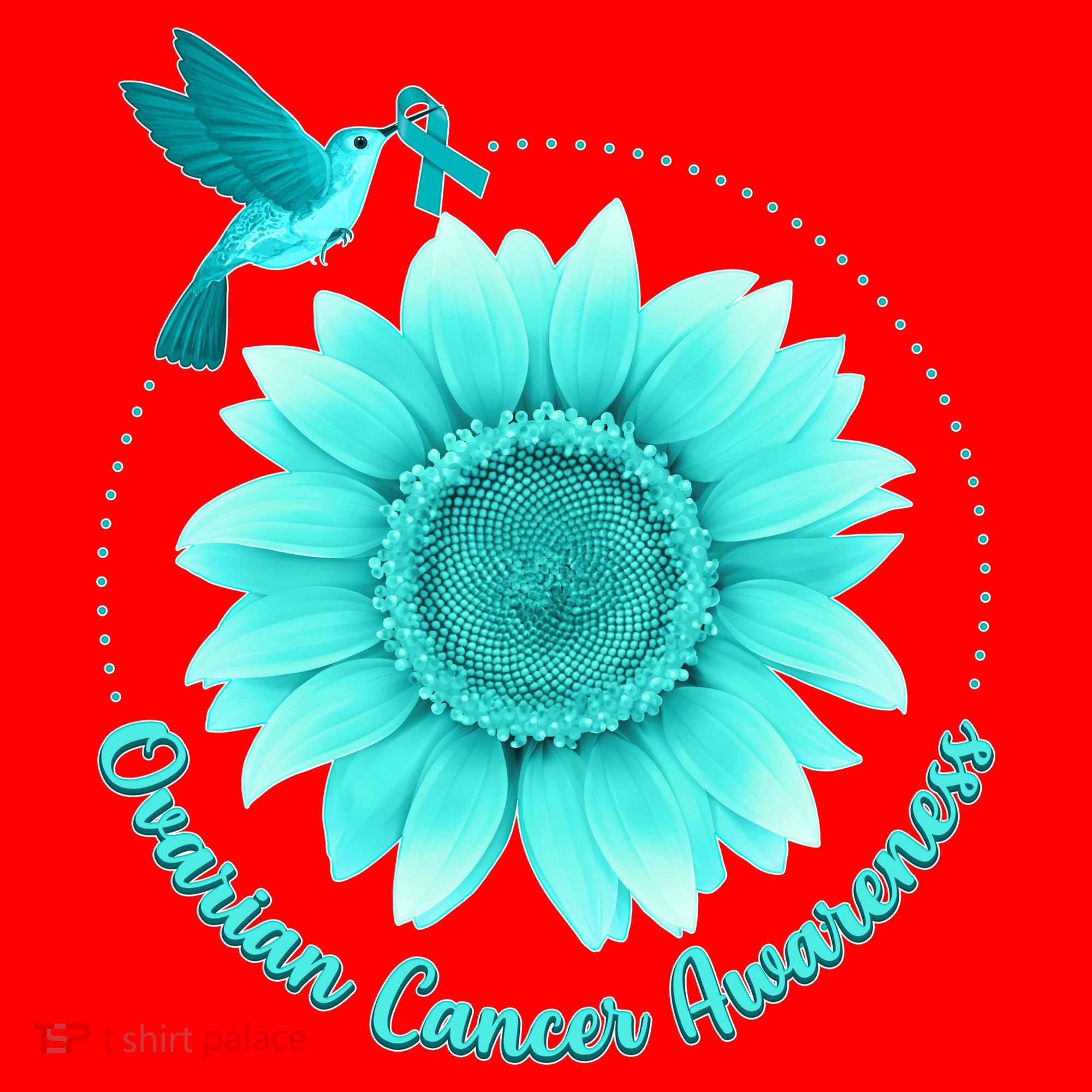Ovarian Cancer Awareness Teal Hummingbird Sunflower Santa Hat