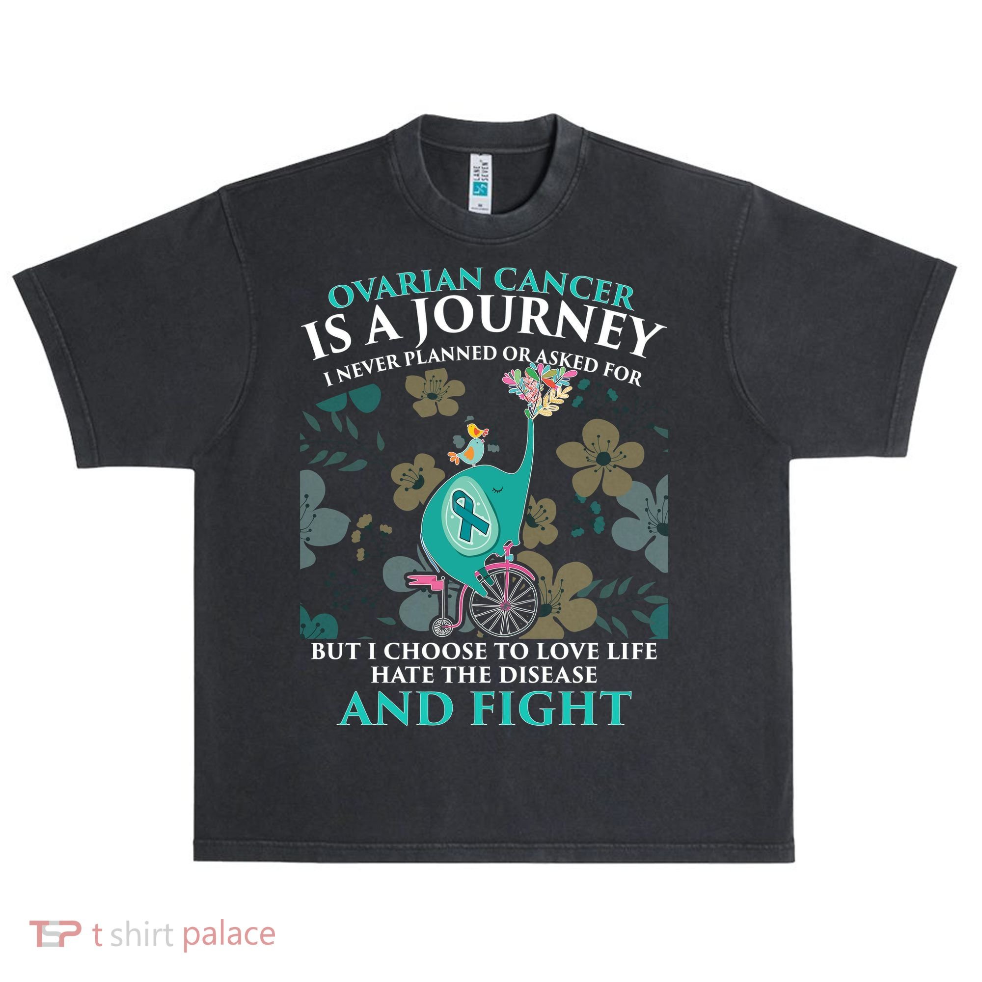 Ovarian Cancer Is A Journey Elephant Urban Oversized Heavyweight T-Shirt