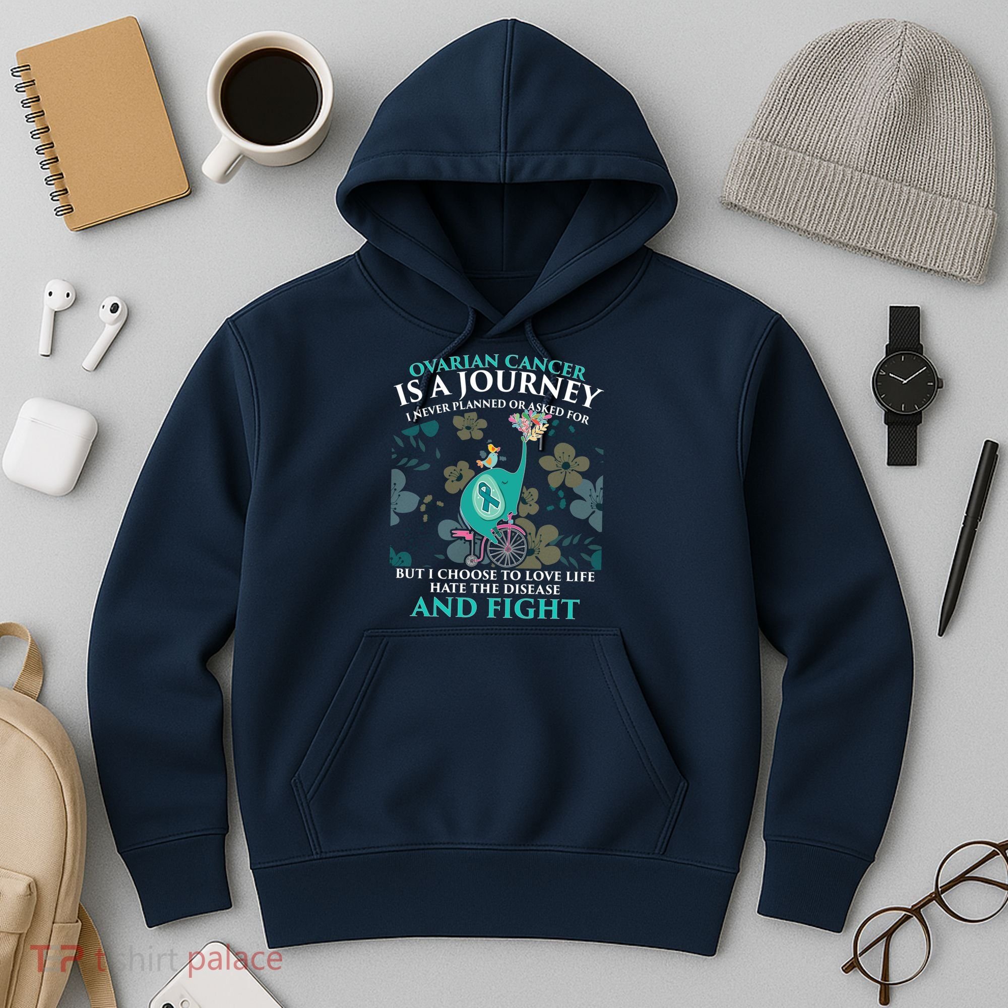 Ovarian Cancer Is A Journey Elephant Hoodie