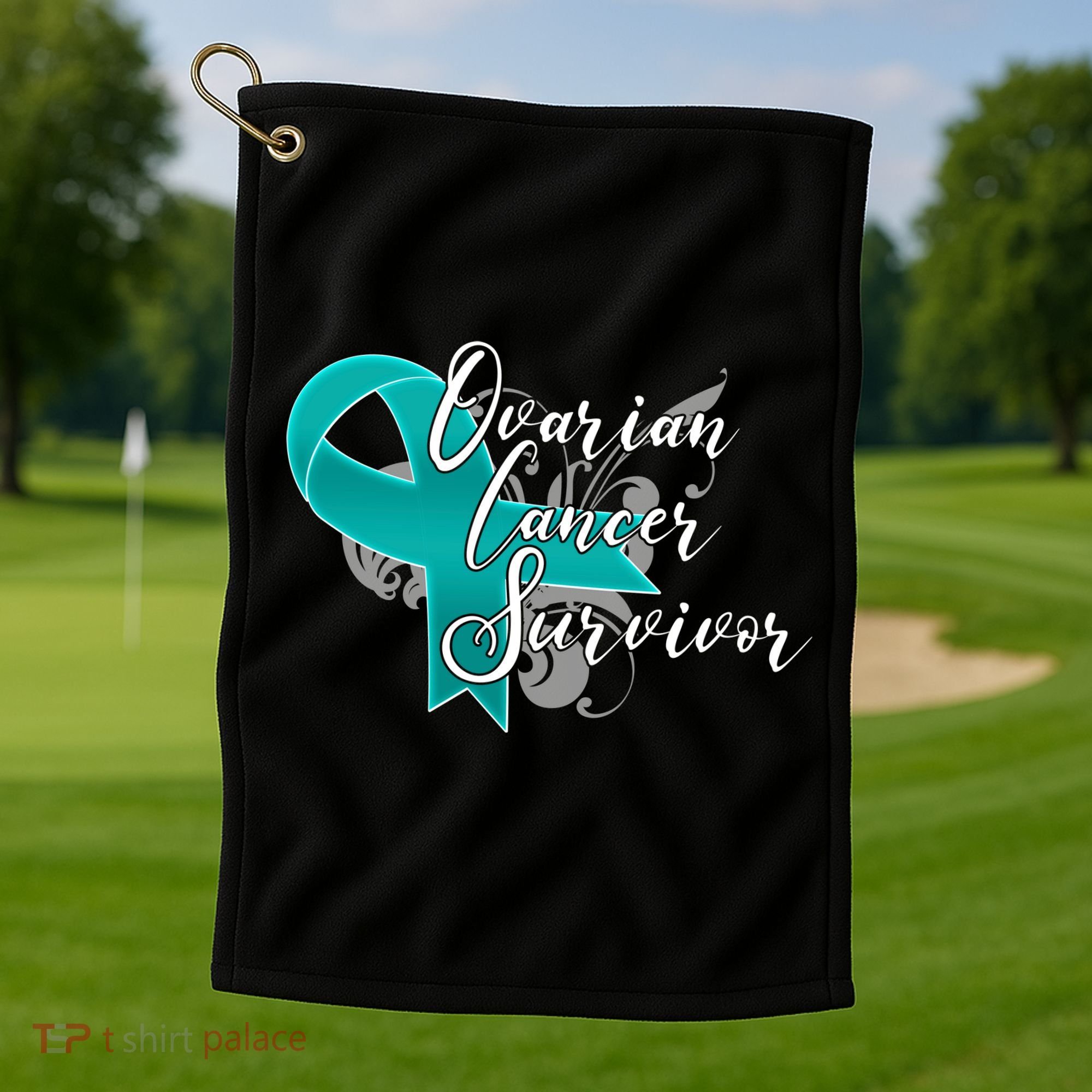 Ovarian Cancer Survivor Awareness Ribbon Golf Towel