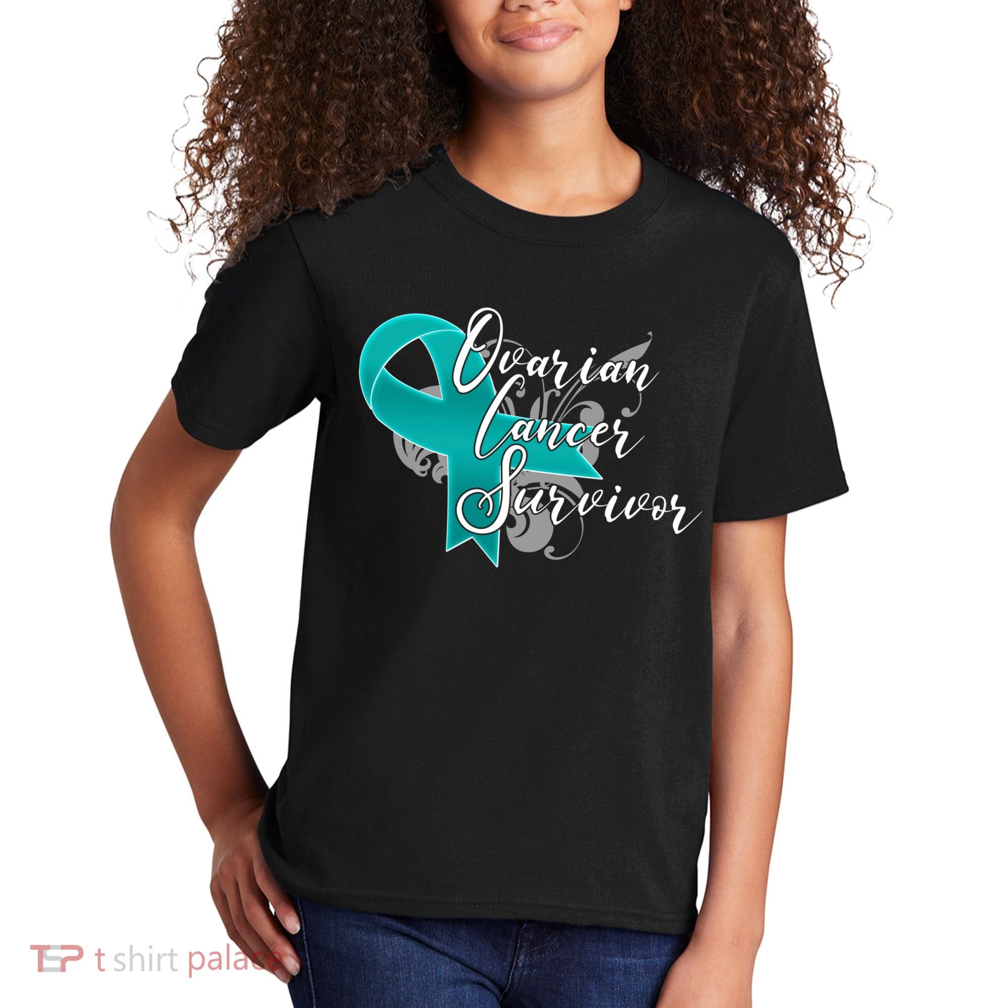 Ovarian Cancer Survivor Awareness Ribbon Kids T-Shirt