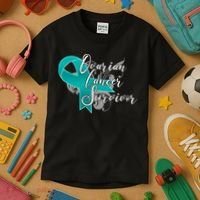 Ovarian Cancer Survivor Awareness Ribbon Kids T-Shirt thumb 3