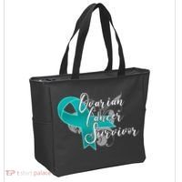 Ovarian Cancer Survivor Awareness Ribbon Tote Bag thumb 2