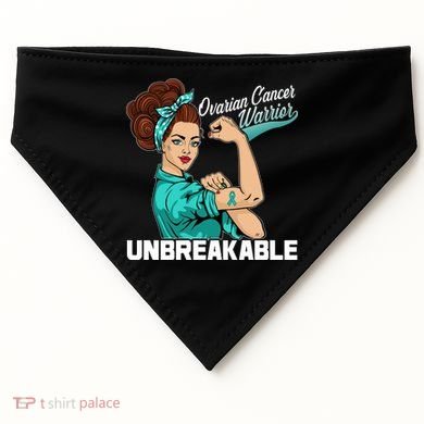 Ovarian Cancer Warrior Unbreakable USA-Made Doggie Bandana