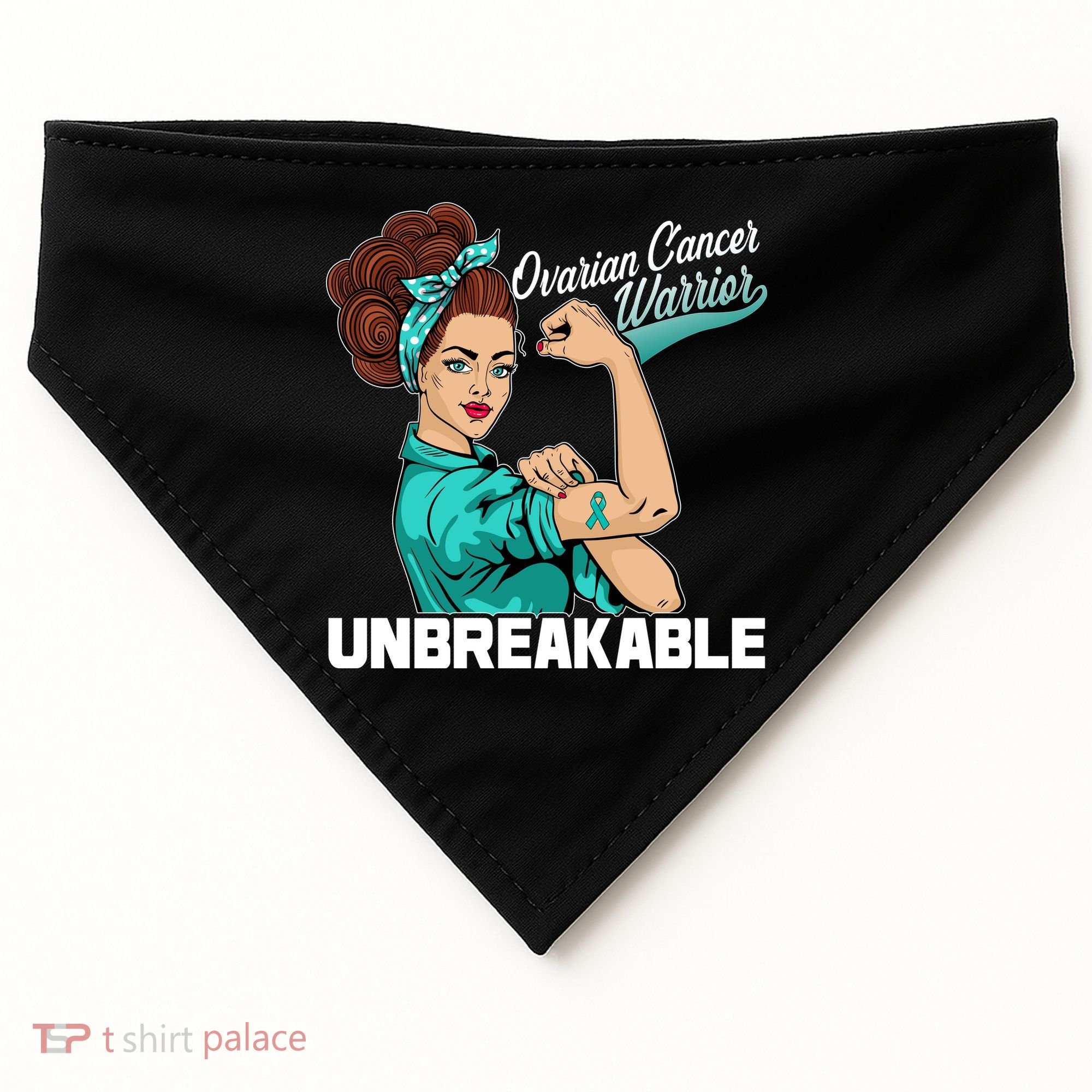 Ovarian Cancer Warrior Unbreakable USA-Made Doggie Bandana