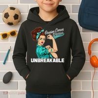 Ovarian Cancer Warrior Unbreakable Kids Hoodie thumb 2