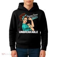 Ovarian Cancer Warrior Unbreakable Kids Hoodie thumb 4