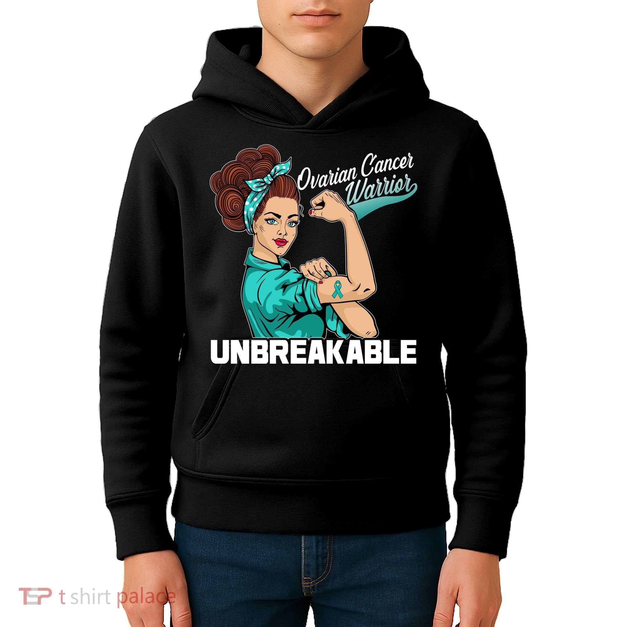 Ovarian Cancer Warrior Unbreakable Kids Hoodie