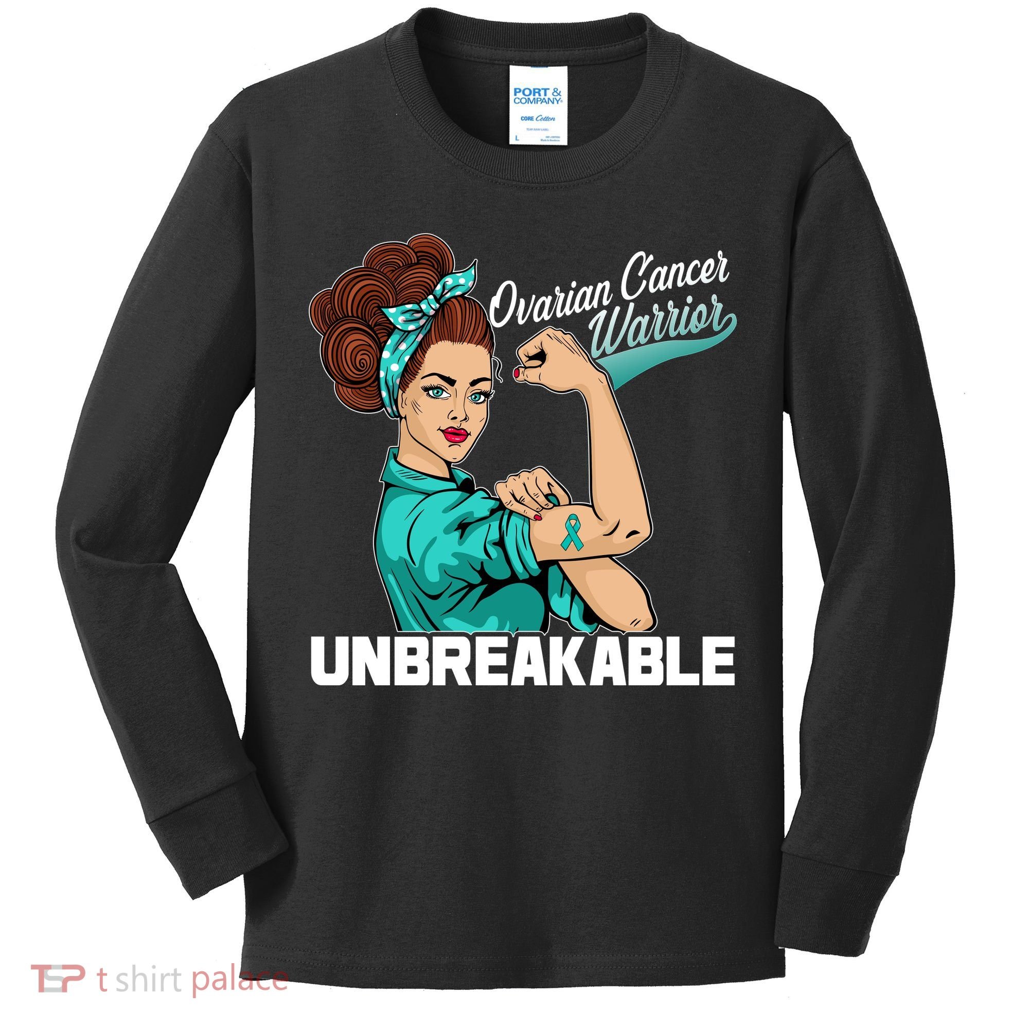 Ovarian Cancer Warrior Unbreakable Kids Long Sleeve Shirt