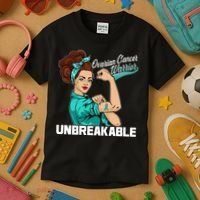 Ovarian Cancer Warrior Unbreakable Kids T-Shirt thumb 3
