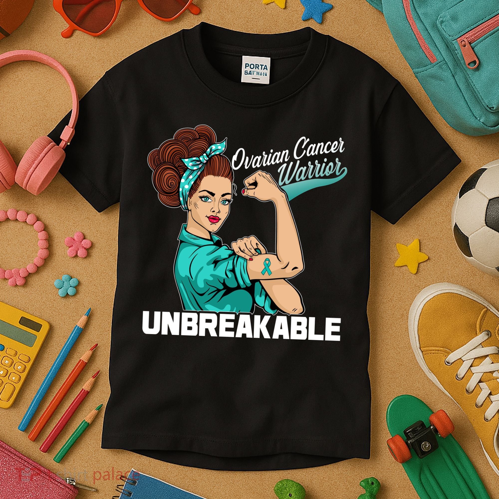 Ovarian Cancer Warrior Unbreakable Kids T-Shirt
