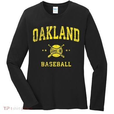 Oakland Vintage Baseball Throwback Retro Design Women's Long Sleeve Shirt