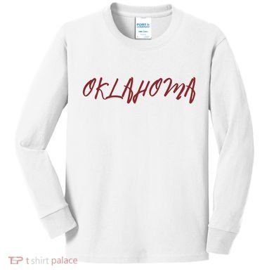 Oklahoma Vintage Cursive College Kids Long Sleeve Shirt