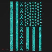 American Flag Ovarian Cancer Awareness Ribbon Long Sleeve Shirt thumb 2